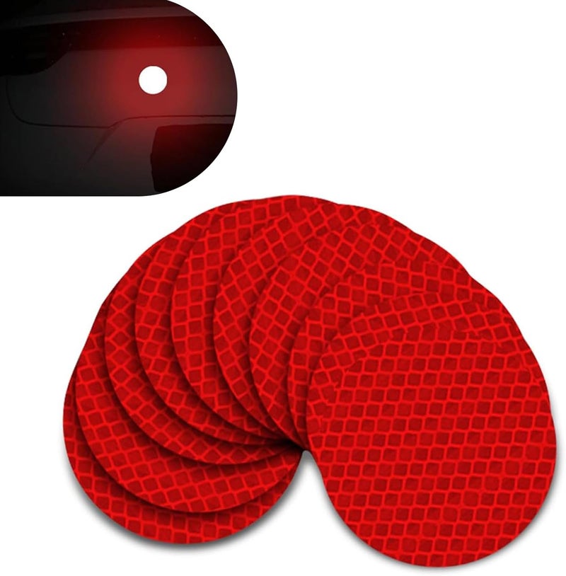 Arwrilt 10 PCS Round Safety Reflectors, High Visibility Reflective Power Adhesive Prism Stickers, 2" Weatherproof Diamond Grade Reflective Stickers for Cars, Trailers, Campers, RVs, Boats (Red) - Image 1